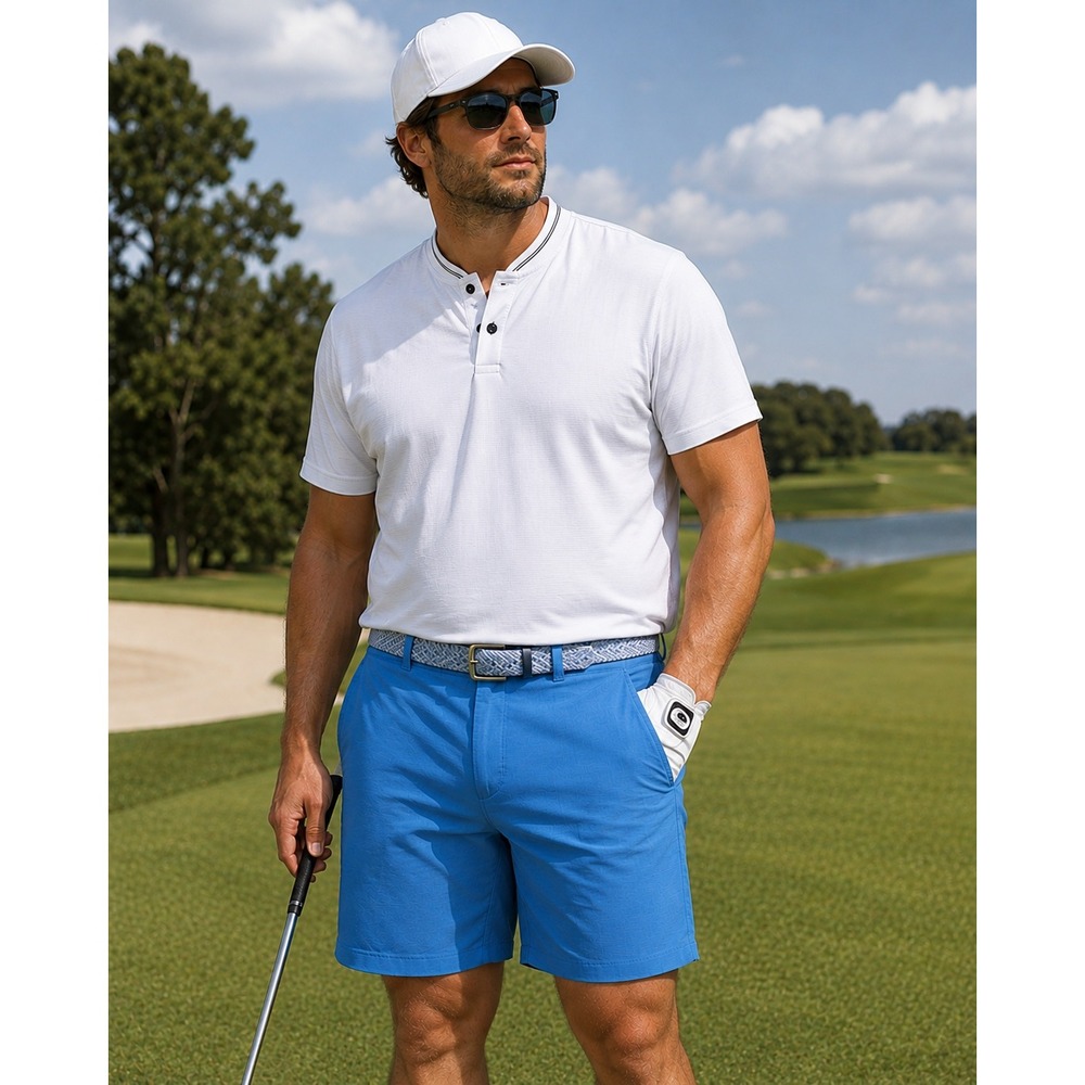 Puma Golf Shorts Size 40 Blue Micro Stripe Performance Moisture Wicking #1517